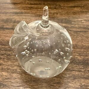 Clear Glass Apple Paperweight